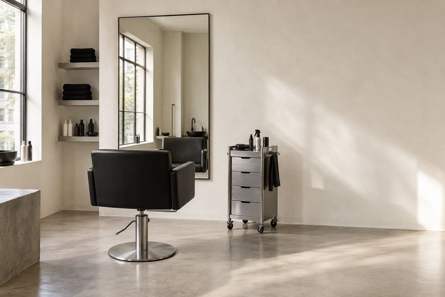 Neutral LINEA hair studio interior